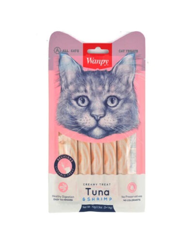 Wanpy Adult Cat Creamy Lickable Treat Tuna and Shrimp 70g Pouch