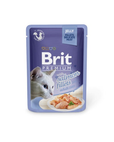 Brit Premium Cat Pouch with Salmon Fillets in Jelly for Adult Cats